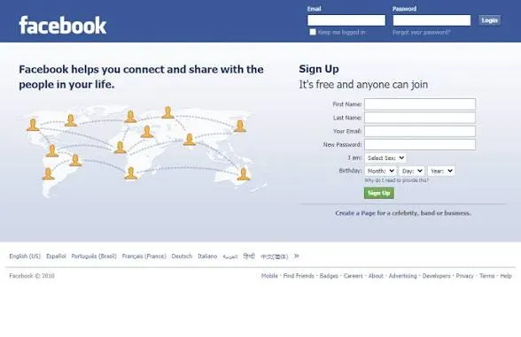 Facebook 2010 interface